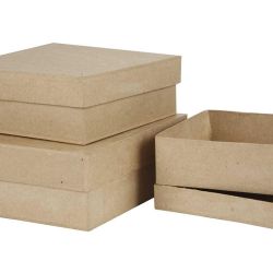 Bo&icirc;tes Carr&eacute;es, H : 5+6+7,5 cm, dim. 16+18+20 cm, 3 pi&egrave;ces/ 1 set