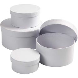 Bo&icirc;tes Rondes, dim. 8x4 + 10x5 + 12x6 + 14x7 cm, blanc, 4 pi&egrave;ces/ 1 set