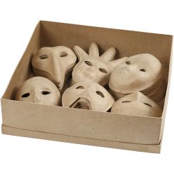 Masques, H : 12-21 cm, 60 pi&egrave;ces/ 1 Pq.