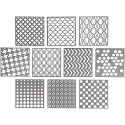 Pochoir, dim. 15x15 cm, &eacute;p. 0,31 mm, 10 flles/ 1 Pq.