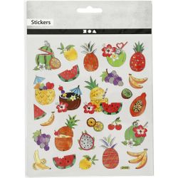 Autocollants, fruits exotiques, feuille 15x16,5 cm, 1 flles