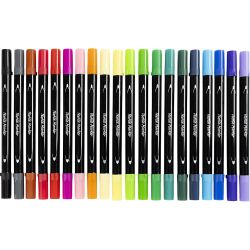 Feutres textiles, trait 2,3+3,6 mm, couleurs classiques, 20 pi&egrave;ces/ 1 Pq.