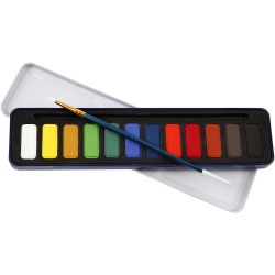 Kit Aquarelle, dim. 12x30 mm, multicolore, 12 couleurs/ 1 Pq.