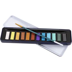 Kit Aquarelle, couleurs m&eacute;talliques, 12 couleurs/ 1 Pq.