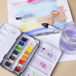 Aquarelles Art, &frac12;-pan, dim. 10x15x20 mm, couleurs classiques, 12 couleurs/ 1 Pq.
