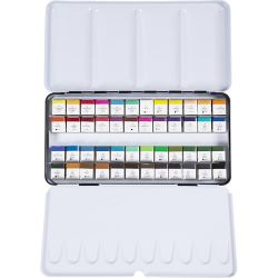 Aquarelles Art, &frac12;-pan, dim. 10x15x20 mm, couleurs classiques, 48 couleurs/ 1 Pq.