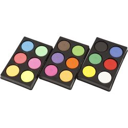 Pastilles aquarelles, H : 16 mm, d 44 mm, couleurs n&eacute;ons, couleur primaire, couleur extra, 1 Pq.