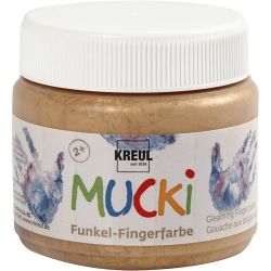MUCKI Peinture au doigt, or m&eacute;tallique, 150 ml/ 1 bo&icirc;te