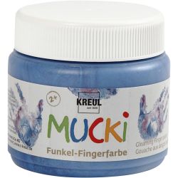 MUCKI Peinture au doigt, bleu m&eacute;tallique, 150 ml/ 1 bo&icirc;te