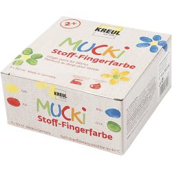 Muck Peinture au doigt, bleu, vert, rouge, jaune, 4x150 ml/ 1 Pq.