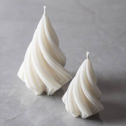 Moule en Silicone, Sapin de No&euml;l, H : 8+11 cm, d 5+7 cm, 2 pi&egrave;ces/ 1 Pq.