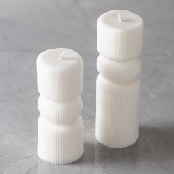 Moule en Silicone, Cylindre cannel&eacute; avec arc, H : 11+14 cm, d 4+4 cm, 2 pi&egrave;ces/ 1 Pq.