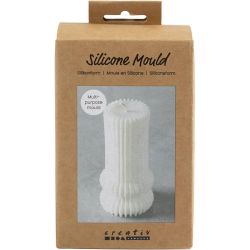 Moule en Silicone, Cylindre cannel&eacute; avec arcs, H : 12,5 cm, d 6 cm, 1 pi&egrave;ce/ 1 Pq.