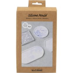 Moule en silicone, Carr&eacute;, rond, hexagonal et ovale, H : 1-1,5 cm, d 9-11,2 cm, 4 pi&egrave;ces/ 1 Pq.