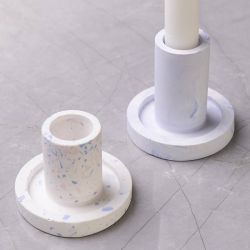 Moule en silicone, Bougeoir, H : 6,5+7,5 cm, d 7,3 cm, 2 pi&egrave;ces/ 1 Pq.