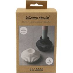 Moule en silicone, Bougeoirs rainur&eacute;s, H : 4+5,5 cm, d 7+8 cm, brillant transparent, 2 pi&egrave;ces/ 1 Pq.