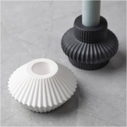 Moule en silicone, Bougeoirs rainur&eacute;s, H : 4+5,5 cm, d 7+8 cm, brillant transparent, 2 pi&egrave;ces/ 1 Pq.