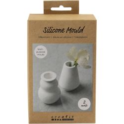 Moule en silicone, Vase et bougeoir, H : 7,5 cm, d 5,5 cm, transparent mat, 2 pi&egrave;ces/ 1 Pq.
