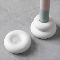 Moule en silicone, Bougeoirs en forme de donut, H : 2+3,8 cm, d 6+6,2 cm, transparent mat, 1 pi&egrave;ces/ 1 Pq.
