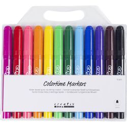 Feutres Colortime, trait 5 mm, couleurs classiques, 12 pi&egrave;ces/ 1 Pq.