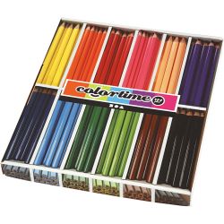 Crayons de Couleur Colortime, L : 17,45 cm, mine 5 mm, JUMBO, ass. de couleurs, 12x12 pi&egrave;ces/ 1 Pq.
