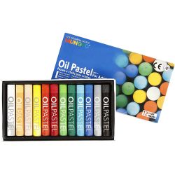 Pastels &agrave; l'huile Mungyo, L : 7 cm, &eacute;p. 11 mm, ass. de couleurs, 12 pi&egrave;ces/ 1 Pq.