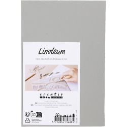 Linoleum, dim. 10x15 cm, &eacute;p. 3 mm, gris, 2 pi&egrave;ces/ 1 Pq.