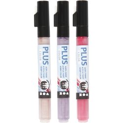 Feutres Plus Color, L : 14,5 cm, trait 1-2 mm, fuchsia, dusty rose, dark lilac, 5,5 ml, 3 pi&egrave;ces/ 1 Pq.