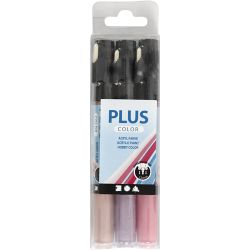 Feutres Plus Color, L : 14,5 cm, trait 1-2 mm, fuchsia, dusty rose, dark lilac, 5,5 ml, 3 pi&egrave;ces/ 1 Pq.
