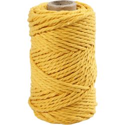 Cordon pour macram&eacute;, L : 55 m, d 4 mm, jaune, 330 gr/ 1 rouleau
