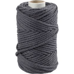 Cordon pour macram&eacute;, L : 55 m, d 4 mm, gris, 330 gr/ 1 rouleau