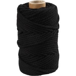 Cordon pour macram&eacute;, L : 55 m, d 4 mm, noir, 330 gr/ 1 rouleau