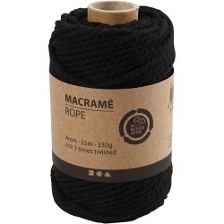 Cordon pour macramé, L : 55 m, d 4 mm, noir, 330 gr/ 1 rouleau