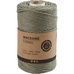 Cordon pour Macram&eacute;, L : 198 m, d 2 mm, vert mousse, 330 gr/ 1 rouleau