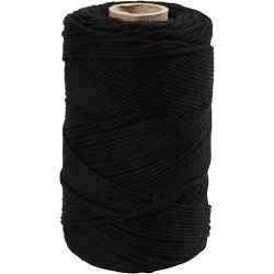 Cordon pour Macram&eacute;, L : 198 m, d 2 mm, noir, 330 gr/ 1 rouleau