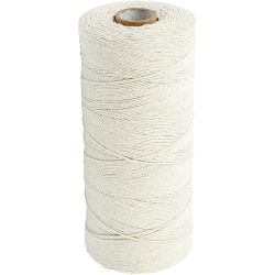 Ficelle de coton, L : 700 m, Qualité ultra fine 12/6, ca. 1 mm, naturel clair, 250 gr/ 1 boule