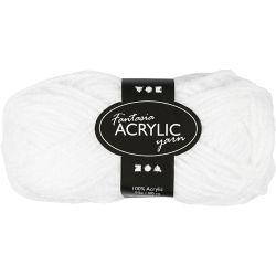 Pelote de laine acrylique Fantasia, L : 80 m, blanc, 50 gr/ 1 boule