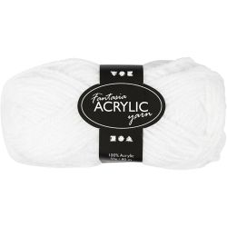 Pelote de laine acrylique Fantasia, L : 80 m, blanc, 50 gr/ 1 boule