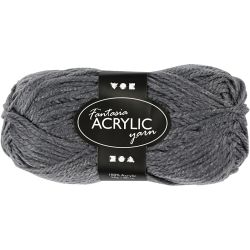 Pelote de laine acrylique Fantasia, L : 80 m, gris, 50 gr/ 1 boule