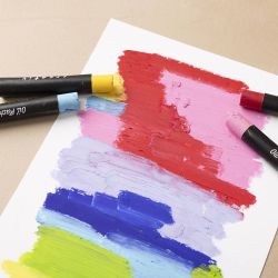 Pastels &agrave; l&rsquo;huile, L : 7 cm, &eacute;p. 11 mm, couleurs classiques, 12 pi&egrave;ces/ 1 Pq.