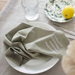 Serviettes en tissu, dim. 42x42 cm, 185 gr, dusty vert, 2 pi&egrave;ces/ 1 Pq.