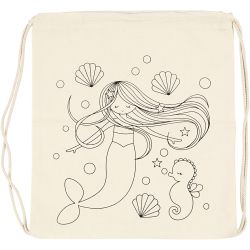 Sac de sport &agrave; cordon, sir&egrave;ne, dim. 37x41 cm, 110 gr, naturel clair, 1 pi&egrave;ce