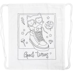 Sac de sport &agrave; cordon, dim. 37x41 cm, 130 gr, blanc, 1 pi&egrave;ce