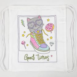 Sac de sport &agrave; cordon, dim. 37x41 cm, 130 gr, blanc, 1 pi&egrave;ce