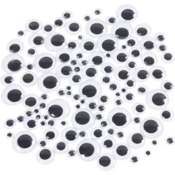 Yeux mobiles, autocollant, d 6-20 mm, 1000 pi&egrave;ces/ 1 Pq.