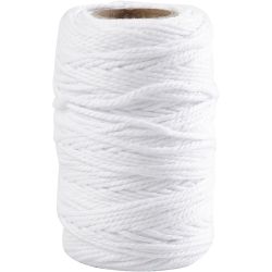 Ficelle de coton, &eacute;p. 1,1 mm, blanc, 50 m/ 1 rouleau