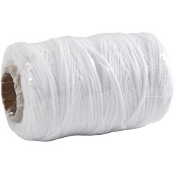 Ficelle de coton, &eacute;p. 1,1 mm, blanc, 50 m/ 1 rouleau