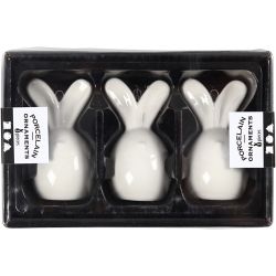 Lapin, H : 6,7 cm, d 3,6 cm, blanc, 3 pièces/ 1 Pq.