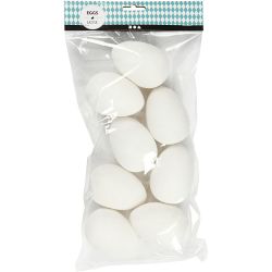 Oeuf, H : 8 cm, d 5,5 cm, blanc, 8 pièces/ 1 Pq.