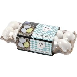 Oeuf en Plastique, en relief, H : 6 cm, blanc, 12 pièces/ 1 Pq.